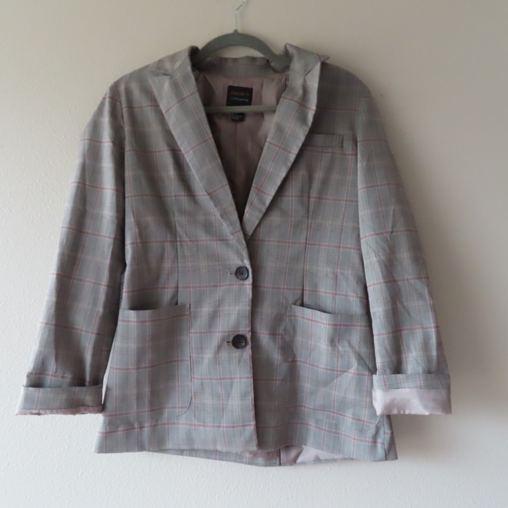 Forever 21 Contemporary Plaid Blazer Size Small - Picture 9 of 11